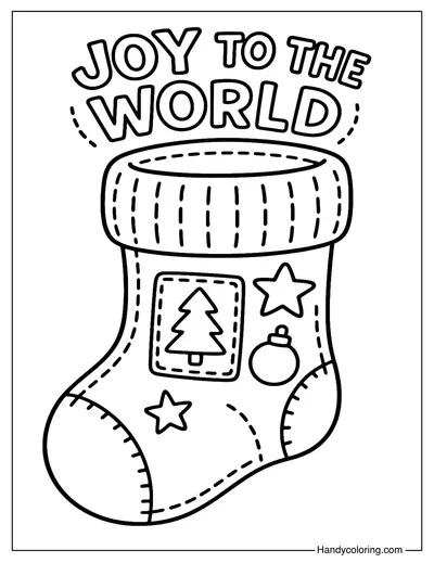 Tree and Star Stocking Coloring Page