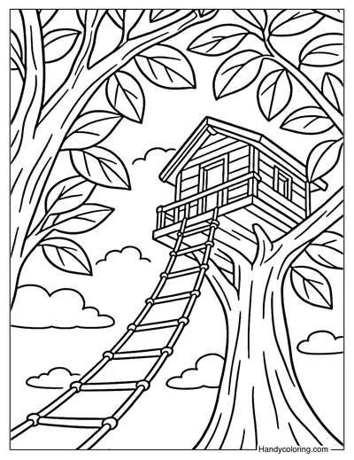 Treehouse Upview Coloring Page