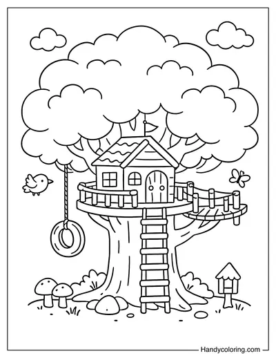 Treehouse with Big Leaves Top