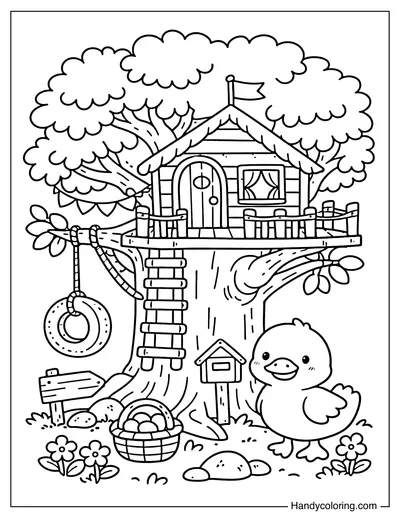 Treehouse with Duck Nearby