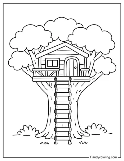 Treehouse with Rope Ladder