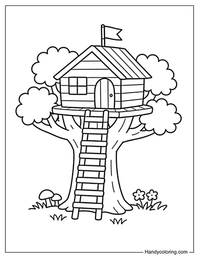Treehouse with Simple Roof Flag