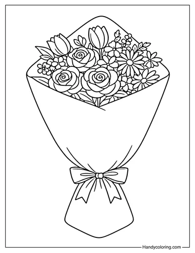 Triangle Wrap Flower Bouquet Coloring Page
