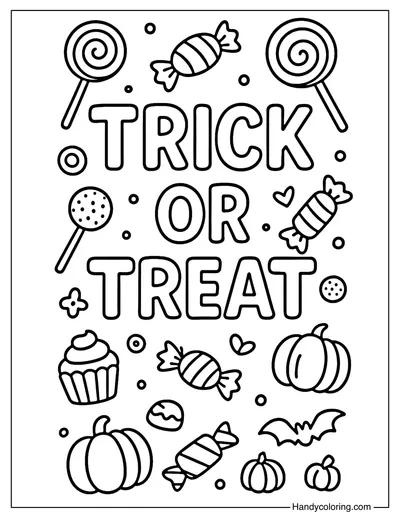 Trick or Treat Candy Bookmark Coloring Page