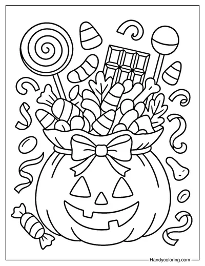 Trick or Treat Candy Coloring Page