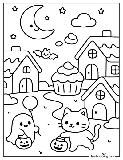 Trick or Treat Candy World Coloring Page