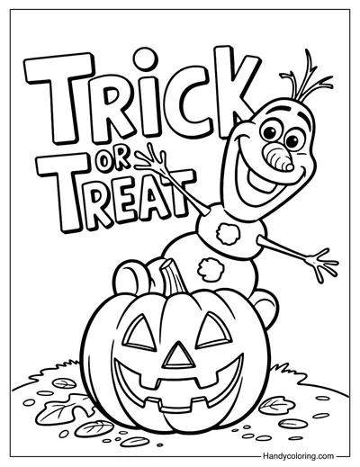 Trick or Treat Olaf Coloring Page