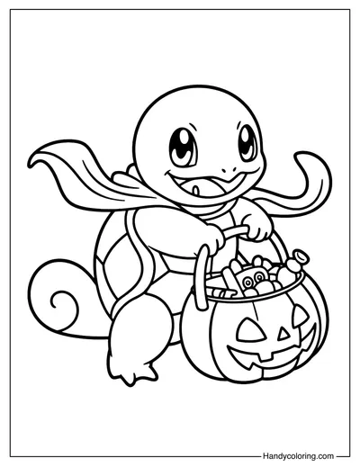 Trick or Treat Squirtle Coloring Page