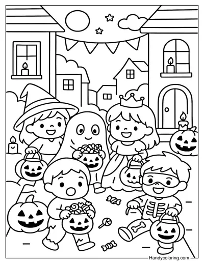 Trick or Treat Street Coloring Page