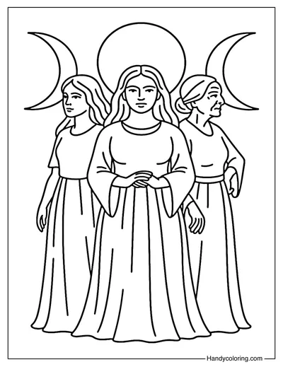 Triple Goddess Coloring Page