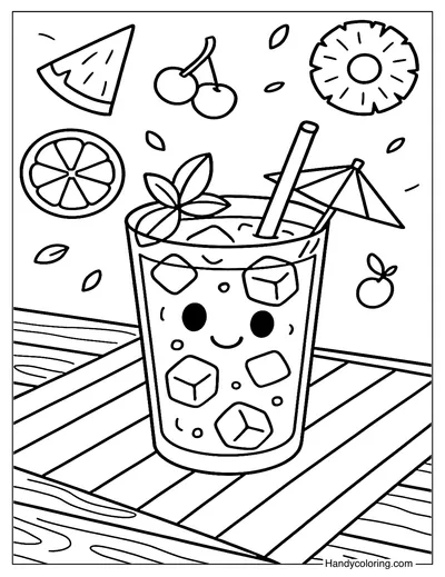 Tropical Fruit Juice Coloring Page