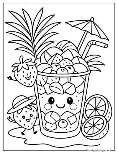 Tropical Fruit Smoothie Coloring Page