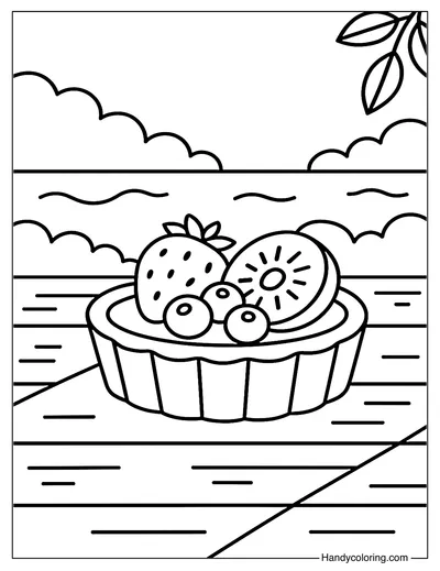 Tropical Fruit Tart Coloring Page