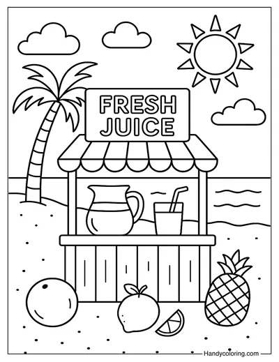 Tropical Juice Stand Coloring Page