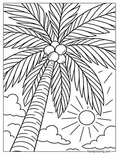 Tropical Palms Upview Coloring Page