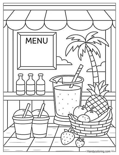 Tropical Smoothie Bar Coloring Page
