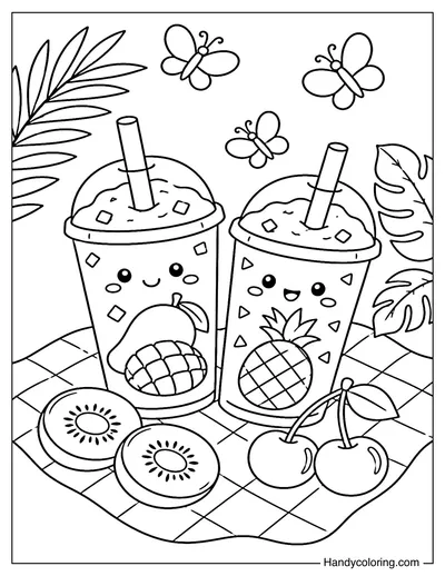 Tropical Smoothie Picnic with Butterflies
