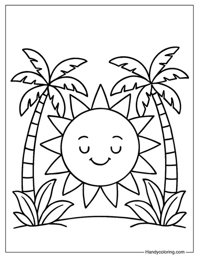 Tropical Sun Coloring Page