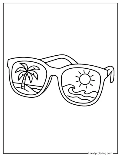 Tropical Sunglasses Scene Coloring Page