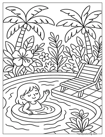 Tropical Zen Pool Coloring Page
