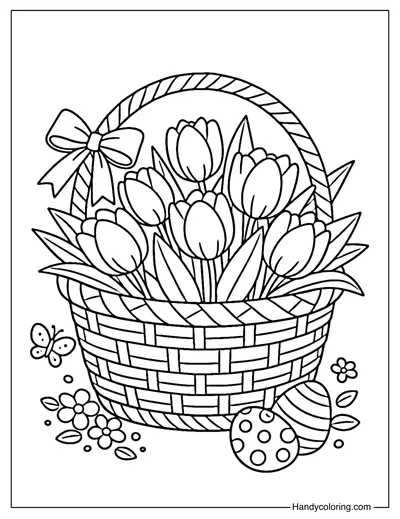 Tulip Basket Coloring Page