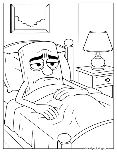 Tung Tung Tung Sahur in Bed Coloring Page