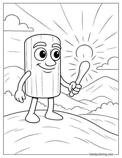 Tung Tung Tung Sahur on the Hilltop Coloring Page