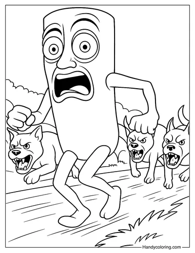 Tung Tung Tung Sahur Running Coloring Page