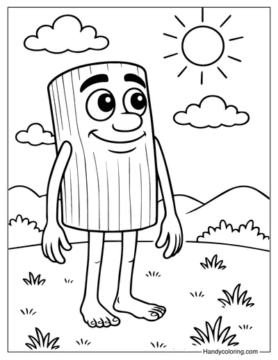 Tung Tung Tung Sahur with Sun Coloring Page