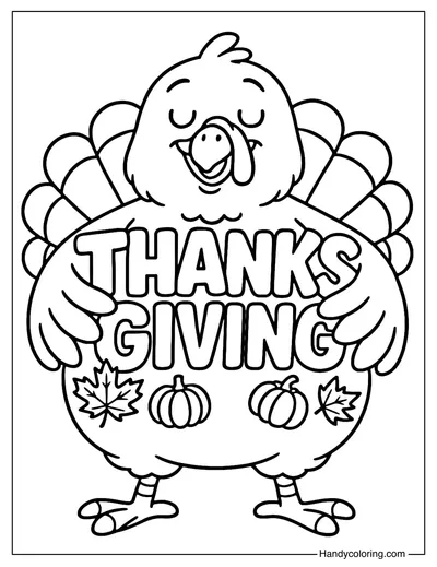 Turkey Hug Thanksgiving Coloring Page