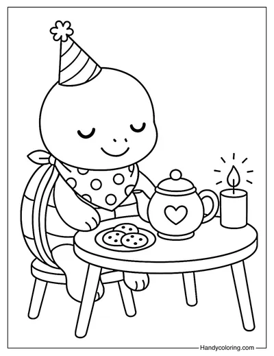 Turtle Tea Time Coloring Page
