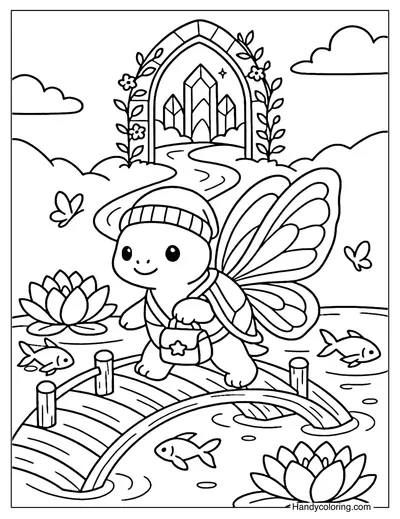 Turtle Traveler Coloring Page