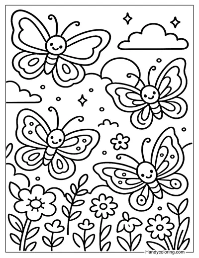 Twilight Butterfly Garden Coloring Page