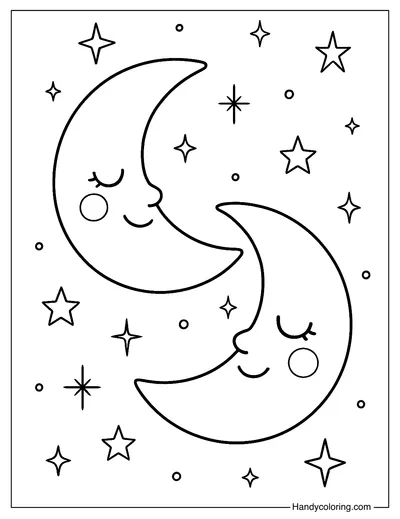 Twin Moons Coloring Page