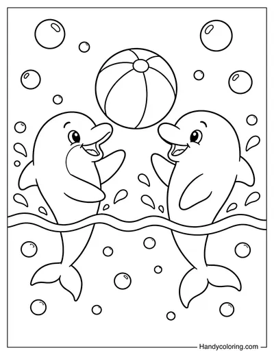 Two Dolphins Playing Beach Ball
