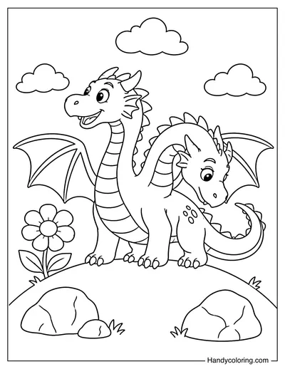 Two-Headed Dragon Standing on a Hill