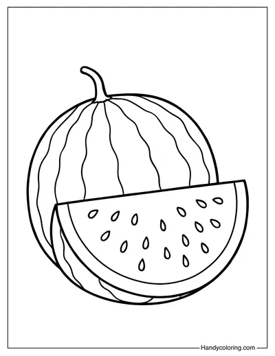 Two Watermelon Halves Coloring Page