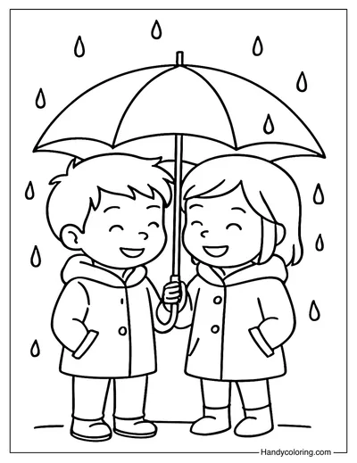 Umbrella Sharing Coloring Page