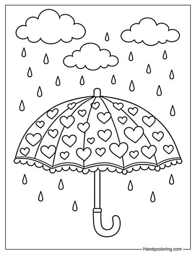 Umbrella with Heart Coloring Page