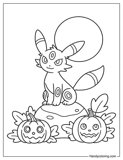 Umbreon Sitting Under a Full Moon