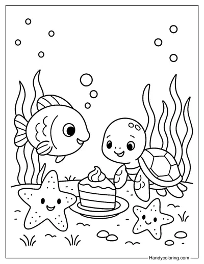 Undersea Picnic Coloring Page