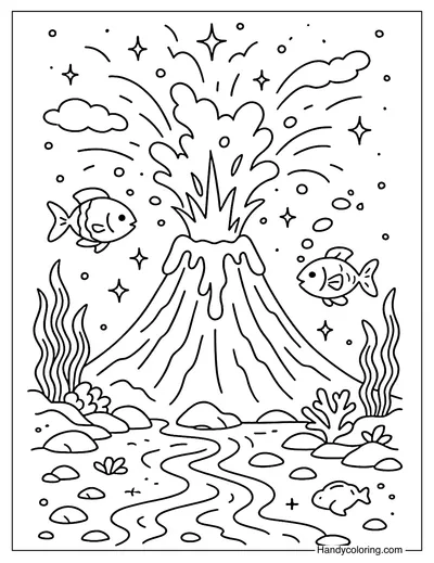 Undersea Volcano Coloring Page