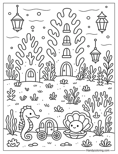 Underwater City Coloring Page