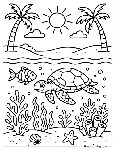 Underwater Coral Garden Coloring Page