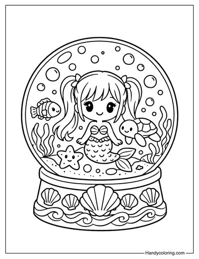 Underwater Snow Globe Coloring Page