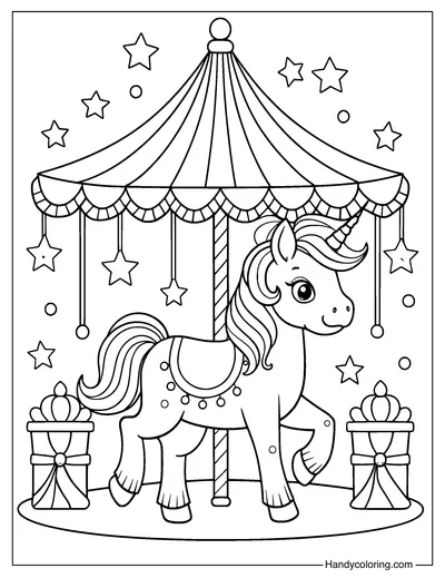 Unicorn with Carousel Coloring