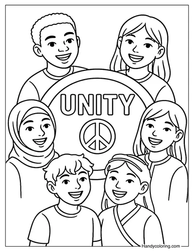 Unity in Diversity Youth Circle Coloring Page