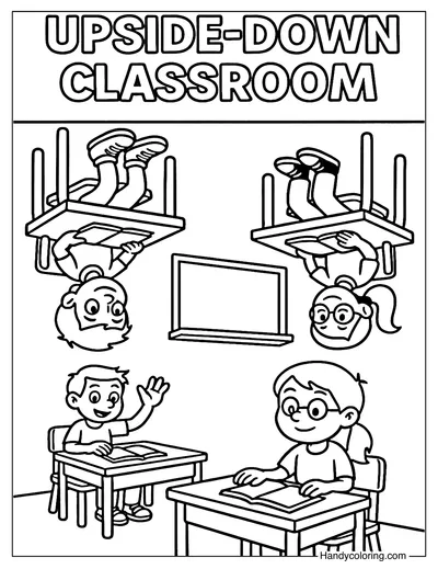 Upside Down Desk Coloring Page