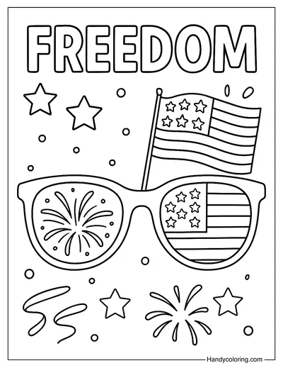 USA Sunglasses Reflection Coloring Page