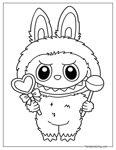 Valentine Candy Labubu Coloring Page